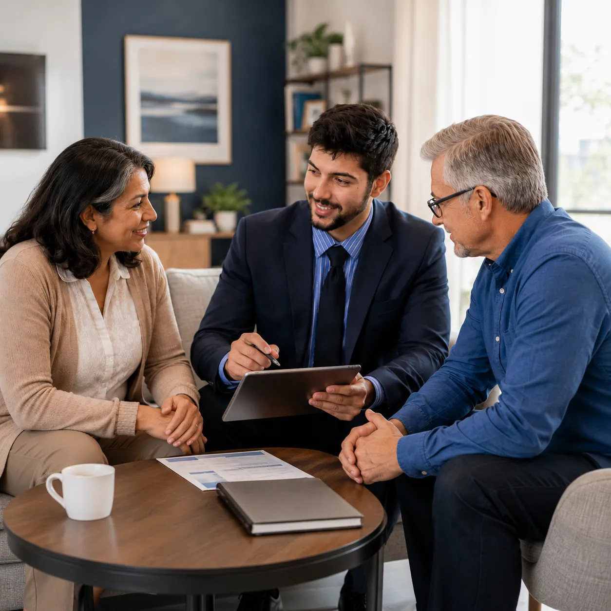 Family meeting with a professional advisor to discuss financial and insurance options