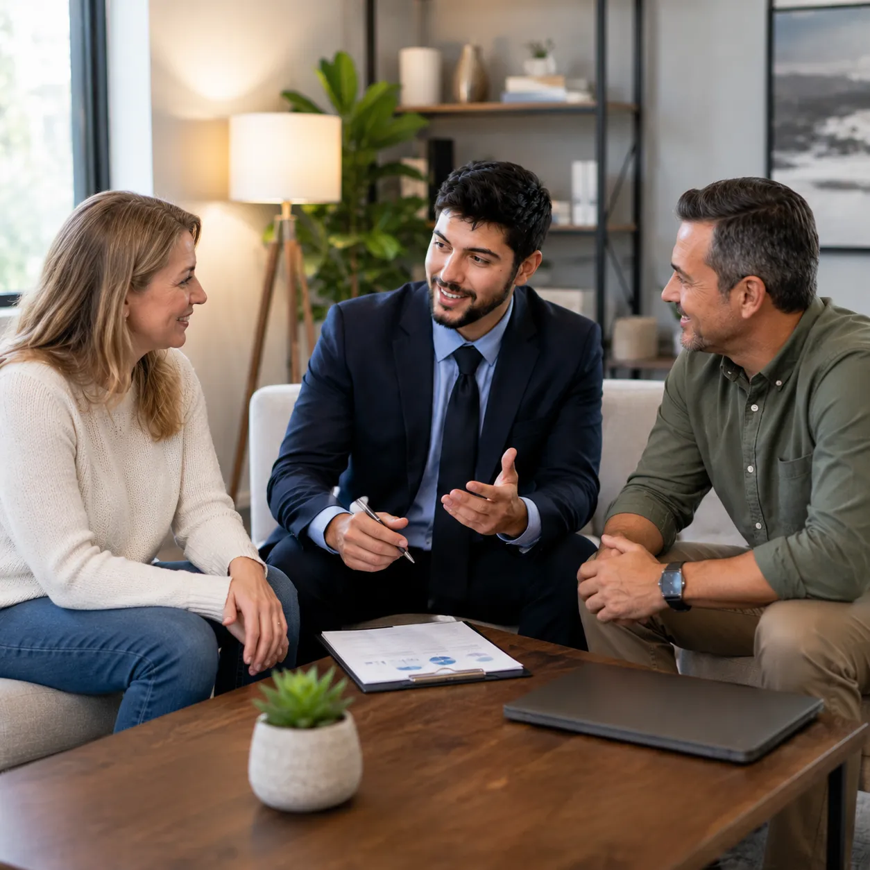 Group of people talking together during a relaxed indoor discussion
